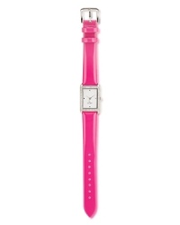 Take an uptown approach to accessorizing with this gold-plated watch from kate spade new york. It's rectangular design is city chic, while a glitzy bezel and bright pink strap adds glamour. Take an uptown approach to accessorizing with this gold-plated watch from kate spade new york. It's rectangular design is city chic, while a glitzy bezel and bright pink strap adds glamour.