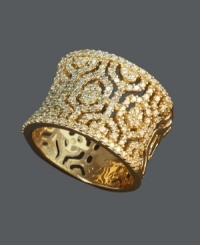 Rich and resplendent. Effy Collection's statement ring features a cut-out hexagonal design decorated by sparkling, round-cut diamonds (3/4 ct. t.w.). Crafted in 14k gold. Rich and resplendent. Effy Collection's statement ring features a cut-out hexagonal design decorated by sparkling, round-cut diamonds (3/4 ct. t.w.). Crafted in 14k gold.