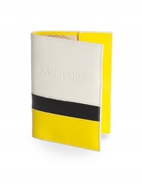 THE LOOKColorblock designPassport embossed at frontOne inside transparent ID slotTwo slip slotsTHE MEASUREMENT5½W X 4H X ¼DTHE MATERIALLeatherCotton twill liningCARE & ORIGINImported THE LOOKColorblock designPassport embossed at frontOne inside transparent ID slotTwo slip slotsTHE MEASUREMENT5½W X 4H X ¼DTHE MATERIALLeatherCotton twill liningCARE & ORIGINImported