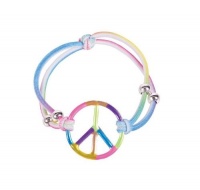 Girls Elastic Rainbow Peace Bracelets Girls Party Favors: Set of 12 Girls Elastic Rainbow Peace Bracelets Girls Party Favors: Set of 12