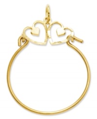 Keep all your favorite charms in place. This pretty polished charm holder features a cut-out double heart design in 14k gold. Chain not included. Approximate length: 1-3/5 inches. Approximate width: 1 inch. Keep all your favorite charms in place. This pretty polished charm holder features a cut-out double heart design in 14k gold. Chain not included. Approximate length: 1-3/5 inches. Approximate width: 1 inch.