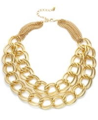 Play up your look with doubled design. INC International Concepts' trendy two-layer link necklace features a luminous gold-plated mixed metal setting. Approximate length: 17 inches + 3-inch extender. Play up your look with doubled design. INC International Concepts' trendy two-layer link necklace features a luminous gold-plated mixed metal setting. Approximate length: 17 inches + 3-inch extender.