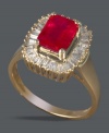 Royally unique. Effy Collection's one-of-a-kind ring style features a baguette-cut ruby (2-1/4 ct. t.w.) surrounded by baguette-cut diamonds (1/2 ct. t.w.). Set in 14k gold.