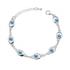 Contessa Bella Fancy Genuine 18k White Gold Plated Round Aqua Blue Swarovski Austrian Crystal Elements Charm Women Bracelet Elegant Silver Color Crystal Fashion Jewelry