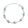 Contessa Bella Fancy Genuine 18k White Gold Plated Round Aqua Blue Swarovski Austrian Crystal Elements Charm Women Bracelet Elegant Silver Color Crystal Fashion Jewelry