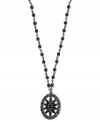 Oval opulence. This pendant necklace from 2028 displays an oval silhouette embellished with jet glass crystals and acrylic beads. Crafted in hematite tone mixed metal. Approximate drop: 16 inches + 3-inch extender. Approximate drop: 1-1/4 inches.