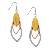 Inox Womens Triple Colored Leaf Dangling Stainless Steel Rose & Gold (PVD) Earrings Inox Womens Triple Colored Leaf Dangling Stainless Steel Rose & Gold (PVD) Earrings