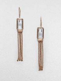 An elegant design featuring faceted, clear quartz stones and a chain link tassel in sterling silver and 18k gold, finished in the warm glow of 18k rose goldplating. Clear quartzSterling silver and 18k gold with 18k rose goldplatingDrop, about 2.5Hook backImported An elegant design featuring faceted, clear quartz stones and a chain link tassel in sterling silver and 18k gold, finished in the warm glow of 18k rose goldplating. Clear quartzSterling silver and 18k gold with 18k rose goldplatingDrop, about 2.5Hook backImported
