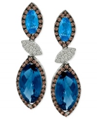 Sparkling and stunning. Le Vian's drop earrings, set in 14k white gold, dazzle with marquise-shaped blue topaz (5-9/10 ct. t.w.), and round-cut chocolate (3/4 ct. t.w.) and white (1/8 ct. t.w.) diamonds adding a lustrous touch. Approximate drop: 1-1/4 inches. Sparkling and stunning. Le Vian's drop earrings, set in 14k white gold, dazzle with marquise-shaped blue topaz (5-9/10 ct. t.w.), and round-cut chocolate (3/4 ct. t.w.) and white (1/8 ct. t.w.) diamonds adding a lustrous touch. Approximate drop: 1-1/4 inches.