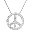 Sterling Silver Peace Sign Pendant Necklace with Swarovski Crystals