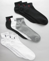 Available in extended sizes, this convenient 3-pack of Polo socks gets you through the week in soft, sport-inspired comfort. Available in extended sizes, this convenient 3-pack of Polo socks gets you through the week in soft, sport-inspired comfort.
