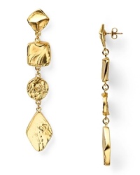 A simple linear drop earring from Carolee is dressed up in hammered 14-karat gold. Just a touch of subtle sparkle is a day-right finishing touch. A simple linear drop earring from Carolee is dressed up in hammered 14-karat gold. Just a touch of subtle sparkle is a day-right finishing touch.