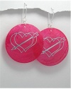 Dyed shell earrings decorated with a heart design In Sterling Silver Earrings