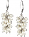 Anne Klein Pretty In Pearl Basics Silver-Tone White Pearl Cluster Drop Earrings