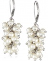 Anne Klein Pretty In Pearl Basics Silver-Tone White Pearl Cluster Drop Earrings