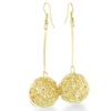 MESH BALL DROP GOLD EAR Fashion Forward Wire Wrapped Gold Tone Drop Earrings