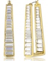 Vince Camuto Crystal Baguette Stone Angular Hoop Earrings