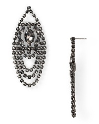 Equal parts beautiful and bewitching, this pair of earrings from Aqua flaunts wicked glamor with their cascade of gemstones. Equal parts beautiful and bewitching, this pair of earrings from Aqua flaunts wicked glamor with their cascade of gemstones.