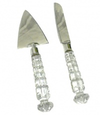 Wedding Cake Knife and Server Set Faux Crystal Engravable Keepsake Bridal Gift Wedding Cake Knife and Server Set Faux Crystal Engravable Keepsake Bridal Gift