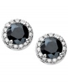 Poignant sparkle. Arabella's pretty stud earrings highlight round-cut black (4-1/2 ct. t.w.) and white (9/10 ct. t.w.) Swarovski zirconias. Set in sterling silver. Approximate diameter: 3/8 inch.