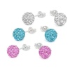 Shamballa Earrings Lot Ball Stud Stainless Steel, 3 Pairs of Earrings Shamballa Inspired - 6mm Swarovski Ball Set - Aqua, Clear and Pink