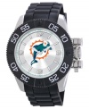 Root for your team 24/7 with this sporty watch from Game Time. Features a Miami Dolphins logo at the dial.