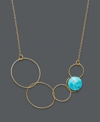 Bold, breezy, and completely chic. Studio Silver's delicate pendant necklace combines a chic, contemporary design with a bright stone accent in simulated turquoise. Crafted from 18k gold over sterling silver. Approximate length: 16 inches. Approximate drop: 3 inches. Bold, breezy, and completely chic. Studio Silver's delicate pendant necklace combines a chic, contemporary design with a bright stone accent in simulated turquoise. Crafted from 18k gold over sterling silver. Approximate length: 16 inches. Approximate drop: 3 inches.