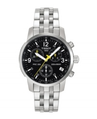 About time. An every day watch with modern appeal. Stainless steel bracelet with sapphire glass and black chronograph dial. Date and 38-month features Quartz movement. Water resistant to 200 meters. Screw down crown. 2-year limited warranty. About time. An every day watch with modern appeal. Stainless steel bracelet with sapphire glass and black chronograph dial. Date and 38-month features Quartz movement. Water resistant to 200 meters. Screw down crown. 2-year limited warranty.