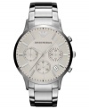 Polished stainless steel shines on this precise chronograph watch from Emporio Armani.
