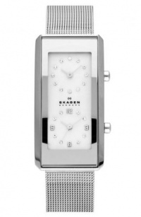 Skagen Women's 295SSS Quartz White Dial Dual Time Display Watch Skagen Women's 295SSS Quartz White Dial Dual Time Display Watch
