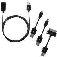 Smart Phone Charge & Sync Kit - Includes Extra Short Micro USB, Mini USB, and 30-pin iPhone/iPod Cable Along With a 3ft USB Extender Cable - Ideal for Your Mp3 player, External Hard Drive, iPhone, iPod, Droid, HTC, Android, BlackBerry or Other SmartPhone Smart Phone Charge & Sync Kit - Includes Extra Short Micro USB, Mini USB, and 30-pin iPhone/iPod Cable Along With a 3ft USB Extender Cable - Ideal for Your Mp3 player, External Hard Drive, iPhone, iPod, Droid, HTC, Android, BlackBerry or Other SmartPhone