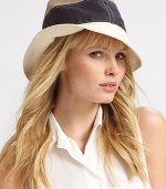 A colorblocked design with stitched accents, perfect for travel or everyday. LinenBrim, about 2½Dry cleanMade in Italy