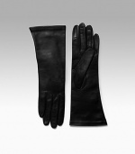 EXCLUSIVELY AT SAKS. Smooth, supple leather with warm cashmere lining. About 11 long Made in Italy