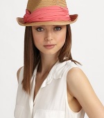 Casual and chic, in lightweight straw adorned with a colorful, pleated chiffon band.Pleated chiffon bandBrim, about 2Paper braidSpot cleanImported