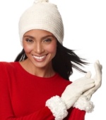 Soar through winter weather with these chenille gloves featuring a fun, feathery cuff. By Charter Club.
