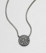 From the Cable Coil Collection. Brilliant diamonds sprinkled over a coiled cable design on a sterling silver box chain. Sterling silverDiamonds, .1 tcwLength, about 17Pendant size, about .55Lobster clasp closureImported 