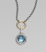 A richly faceted blue topaz in a graceful cable frame makes an elegant addition to your own necklace or bracelet. Blue topaz Sterling silver Diameter, about ½ Spring clip clasp Made in USA Please note: Necklace sold separately.