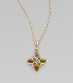Colorful semi-precious stones are richly framed in 18k gold.Aquamarine, pink tourmaline, peridot, citrine, blue moonstone 18k gold Length, about 1 Made in Italy  Please note: Necklace sold separately.