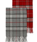 A luxuriously soft scarf rendered in rich check patterns, from The Men's Store at Bloomingdale's.