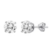 Sterling Silver Cubic Zirconia Clear Round Stud Earrings. 6.50 Mm Each Stone. Includes Sterling Silver Backings. 2.00 Carat Total Weight