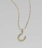 Good luck comes in a shimmering form - a horseshoe pendant on a 14k gold ball chain. Diamonds, 0.10 tcw 14k yellow gold Chain length, about 16 Pendant length, about ¼ Lobster clasp Imported
