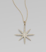 A dazzling diamond starburst, set in gleaming sterling silver, hangs from a gold barley chain in this shimmering style.Diamonds, .35 tcw14k yellow gold and sterling silverChain length, about 18Pendant length, about 1¾Spring ring claspMade in USA