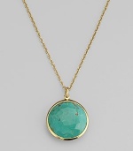 From the Lollipop Collection. An exquisite, faceted turquoise in a setting of 18k yellow gold on a graceful gold chain. Turquoise 18k yellow gold Length adjusts from about 16 to 18 Pendant diameter, about ¾ Spring ring clasp Imported