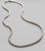 A delicate woven design in sterling silver to wear on its own or to hold a pendant. Sterling silver Length, about 18 Lobster clasp Made in Bali