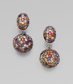 This colorful piece is set in sterling silver. Multi-colored sapphires Sterling silver Drop, about 1½ Post back Imported 