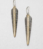 Sparkling white sapphires set in radiant 23k goldplating on a sterling silver feather base. White sapphires23k goldplated sterling silverSterling silverDrop, about 1.88Hook backImported