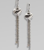 From the Midnight Pearl Collection. Lustrous freshwater pearls embellish this sterling silver, box chain tassel design. 2mm-2.5mm round freshwater pearlsSterling silver Length, about 2¼Hook backImported 