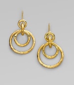 Circles within circles, linked by more circles, create a look that's sleek and modern. 18k yellow gold Drop, about 2 Ear wire Imported