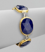 Rich lapis stones set in 24k gold with sterling silver links for a truly elegant style. Lapis24k goldSterling silverLength, about 7¾Box clasp closureImported 