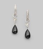 Smooth teardrops of black onyx are elegant and dramatic, set in 18k white gold with diamond accents. Black onyx Diamonds, 0.03 tcw 18k white gold Length, about ¾ Spring ring clasp Imported Please note: earrings sold separately.